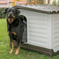 Ferplast 87257099 DOGVILLA 110, Hondenkennel voor buiten met zijpaneel dat open kan, Slag- en UV-bestendig thermoplastisch hars, grijs/zwart, 111 x 84 h 79 cm, L - thumbnail