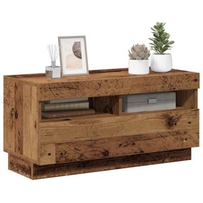 Tv-meubel met LED 80x35x40 cm bewerkt hout oud hout Tv-meubel met LED 80x35x40 cm bewerkt hout oud hout