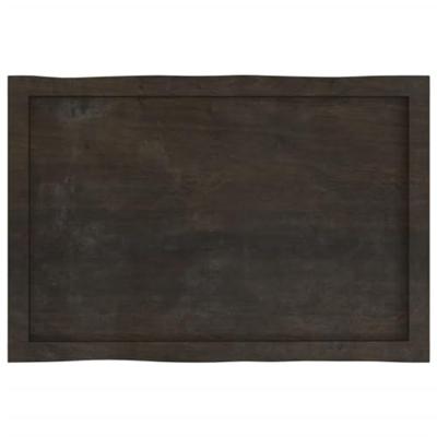Tafelblad natuurlijke rand 80x50x(2-4) cm eikenhout donkerbruin