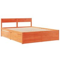 Bed met lades en matras massief grenenhout wasbruin 160x200 cm - thumbnail