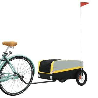 VidaXL Fietstrailer 30 kg ijzer zwart en geel - thumbnail