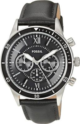 Horlogeband Fossil BQ2228 Leder Zwart 22mm