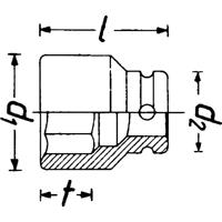 HAZET Krachtdopsleutel · met speciaal profiel 2521S-1 · 1/2 inch (12,5 mm) vierkant hol · Ribbelprofiel · Lengte: 40 mm - thumbnail