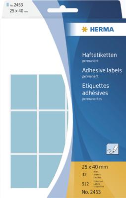 Etiket herma 2453 25x40mm blauw 512st Etiket herma 2453 25x40mm blauw 512st