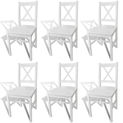 VidaXL Eetkamerstoelen 6 st grenenhout wit VidaXL Eetkamerstoelen 6 st grenenhout wit