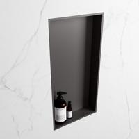 MONDIAZ EASY Nis 59,5x29,5cm in solid surface kleur DarkGrey | DarkGrey. 1 vak geschikt voor in- of opbouw - thumbnail