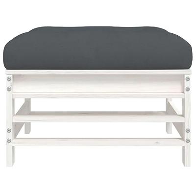 Tuinvoetenbank met kussen massief grenenhout wit