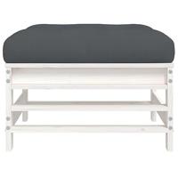 Tuinvoetenbank met kussen massief grenenhout wit - thumbnail