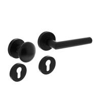 Wisselgarnituur rechts 1693 Bastian op rond rozet 7mm nokken met profielcilindergat plaatjes zwart - thumbnail