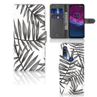 Motorola One Action Hoesje Leaves Grey - thumbnail