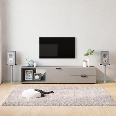 Luidsprekerstandaards 2 st 1 pijler gehard glas zilverkleurig