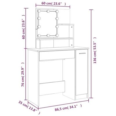 Kaptafel met LED-verlichting 86,5x35x136 cm zwart Kaptafel met LED-verlichting 86,5x35x136 cm zwart