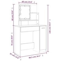Kaptafel met LED 86,5x35x136 cm grijs sonoma eikenkleurig - thumbnail
