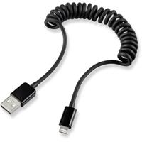 Renkforce USB-kabel USB 2.0 USB-A stekker, Apple Lightning stekker 0.95 m Zwart Spiraalkabel RF4087422 - thumbnail
