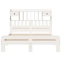 Bed met boekenkast zonder matras grenenhout wit 140x200 cm - thumbnail