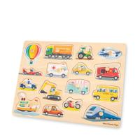 New Classic Toys Peg Puzzle Transport vormenpuzzel 16 stukjes - thumbnail