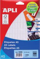 Apli witte etiketten Print & Write ft 8 x 20 mm (b x h), 1.890 stuks, 126 per blad (1858) - thumbnail