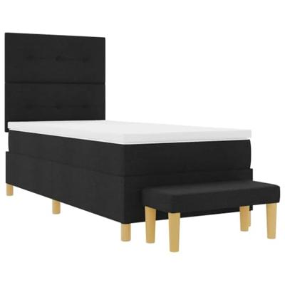 Boxspringbed met matras en bank stof zwart 100x200 cm