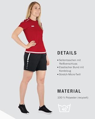 JAKO 6218D Short Competition 2.0 Dames - Zwart - 42-44