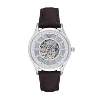 Emporio Armani heren AR1946 &apos;Dress&apos; automatisch bruin lederen horloge - thumbnail