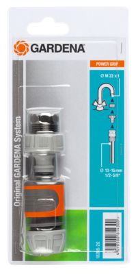 GARDENA 18285-20 Kunststof Kraanaansluiting Steekkoppeling, 13 mm (1/2) Ø, 15 mm (1/2) Ø, 24,2 mm (3/4) binnendraad, 26,44 mm (3/4) buitendraad, M22