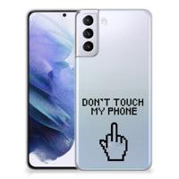 Samsung Galaxy S21 Plus Silicone-hoesje Finger Don't Touch My Phone - thumbnail