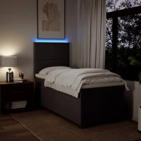 Boxspring met matras stof donkerbruin 90x200 cm - thumbnail