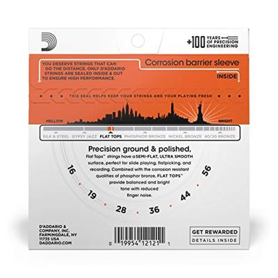 D'Addario Gitaarsnaren, westerngitaar, akoestische gitaar, akoestische gitaarsnaren, EFT13 fosfor bronzen snarenset voor gitaar, 0,04 cm - 0,14 cm