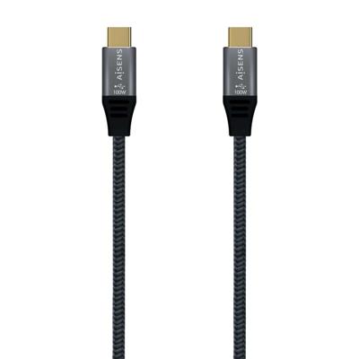 AISENS A107-0670 USB-3.2-kabel Gen2x2, 20 Gbit/s, 5A, 100W, E-merk, type USB-C/M, grijs, 0,6 m