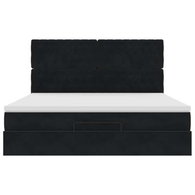 Ottoman bed met matrassen en LED's 180x200cm fluweel zwart