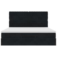 Ottoman bed met matrassen en LED's 180x200cm fluweel zwart - thumbnail