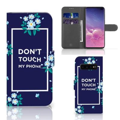 Samsung Galaxy S10 Plus Portemonnee Hoesje Flowers Blue DTMP Samsung Galaxy S10 Plus Portemonnee Hoesje Flowers Blue DTMP