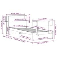 Bed met boekenkast zonder matras grenenhout wit 75x190 cm - thumbnail