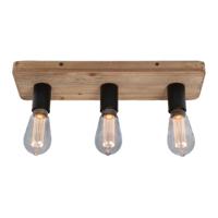 Freelight Plafondlamp Lenero 3 Lichts L 50 cm hout zwart - thumbnail