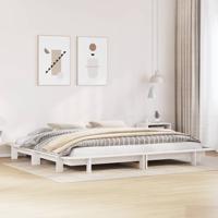 Bedframe zonder matras massief grenenhout wit 200x200 cm - thumbnail