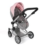Combi-poppenwagen Linus Plus - Melange Grijs Roze - thumbnail