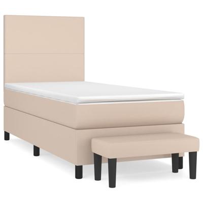 Boxspring met matras kunstleer cappuccinokleurig 140x190 cm - thumbnail