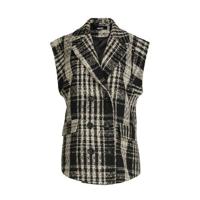 Eksept by Shoeby geruit gilet Yodi zwart/wit - thumbnail