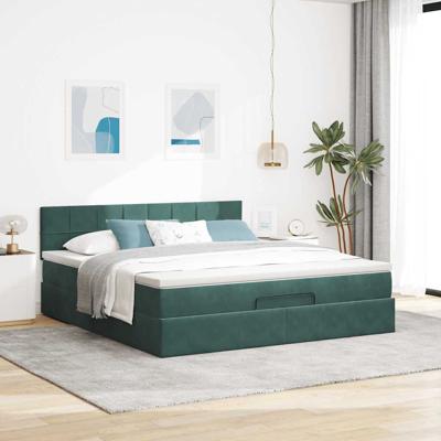 Ottoman bed met matras 180x200 cm fluweel donkergroen