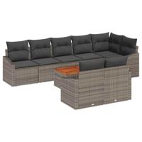 Tuinbankenset met kussen 9 pcs Grijs poly rattan - thumbnail