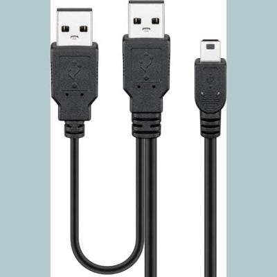 Wentronic USB-kabel (2 x A-stekker op 5-polige mini B-stekker) 0,6 m