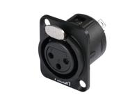 Hicon HI-X3DF-M XLR-connector Flensbus, contacten recht Aantal polen: 3 Zwart 1 stuk(s) - thumbnail