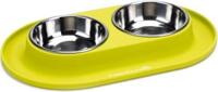 Dinner hondenvoerbak siliconen met rvs bakken groen - thumbnail