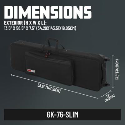 Gator Cases GK-76-SLIM softcase digitale piano 76 toetsen 129,5 x 31,8 x 12,7 cm