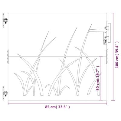 VidaXL Poort 85x100 cm grasontwerp cortenstaal