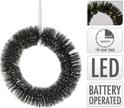 KRANS 30LED MET SNEEUW 40CM KRANS 30LED MET SNEEUW 40CM