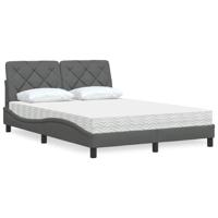 Bed met matras stof donkergrijs 140x190 cm - thumbnail
