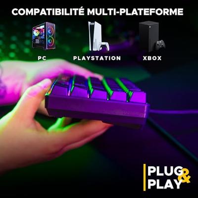 Bedrade gamingtoetsenbord en -muis bundel - THE G-LAB - Hydrogen BKG Combo - AZERTY-toetsenbord - Zwart