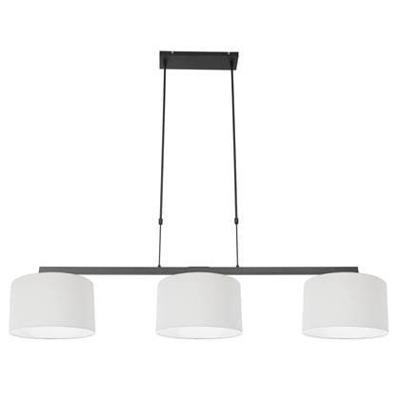 Steinhauer Zwarte hanglamp Stang met witte linnen kappen 3461ZW