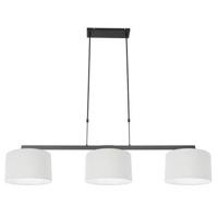 Steinhauer Zwarte hanglamp Stang met witte linnen kappen 3461ZW - thumbnail